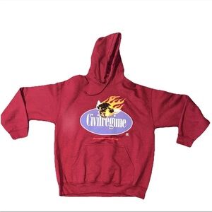 CIVIL REGIME Hoodie Mens Large Burgundy American Dream Graphic Y2K Sweatshirt
